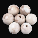 Acrylic Beads 18x17 MM (10 Pieces) Hole:3 MM Round Ceramic White For Jewellery Making DIY Arts Crafts
