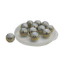 Premium Plated Rhombus Printed Glass Beads 8 MM (10 Pieces) Hole:1.5 MM Round Gold Color For Jewellery Making DIY Arts Crafts [ac-bds-00132-m5]