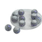 Premium Plated Rhombus Printed Glass Beads 8 MM (10 Pieces) Hole:1.5 MM Round Indigo Blue For Jewellery Making DIY Arts Crafts [ac-bds-00132-m6]