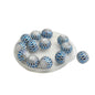 Premium Plated Rhombus Printed Glass Beads 8 MM (10 Pieces) Hole:1.5 MM Round Blue For Jewellery Making DIY Arts Crafts [ac-bds-00132-m7]