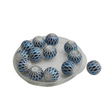 Premium Plated Rhombus Printed Glass Beads 8 MM (10 Pieces) Hole:1.5 MM Round Blue For Jewellery Making DIY Arts Crafts [ac-bds-00132-m7]