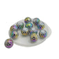 Premium Plated Rhombus Printed Glass Beads 8 MM (10 Pieces) Hole:1.5 MM Round Multicolor For Jewellery Making DIY Arts Crafts [ac-bds-00132-m8]
