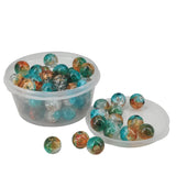 Crackle Style Acrylic Beads 8x7 MM (25 GMs, 80+ Pieces) Hole Size 1.75 MM Blue & Orange Round For Jewellery Making DIY Arts Crafts [ac-bds-00134-m5]