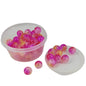 Crackle Style Acrylic Beads 8x7 MM (25 GMs, 80+ Pieces) Hole Size 1.75 MM Pink Round For Jewellery Making DIY Arts Crafts [ac-bds-00134-m9]