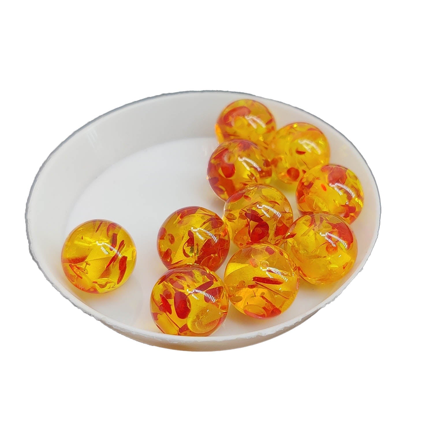 Resin Beads 12x11 MM (10 Pieces) Hole:1.5 to 3 MM Round Golden Red Amber For Jewellery Making DIY Arts Crafts [ac-bds-00140-m2]