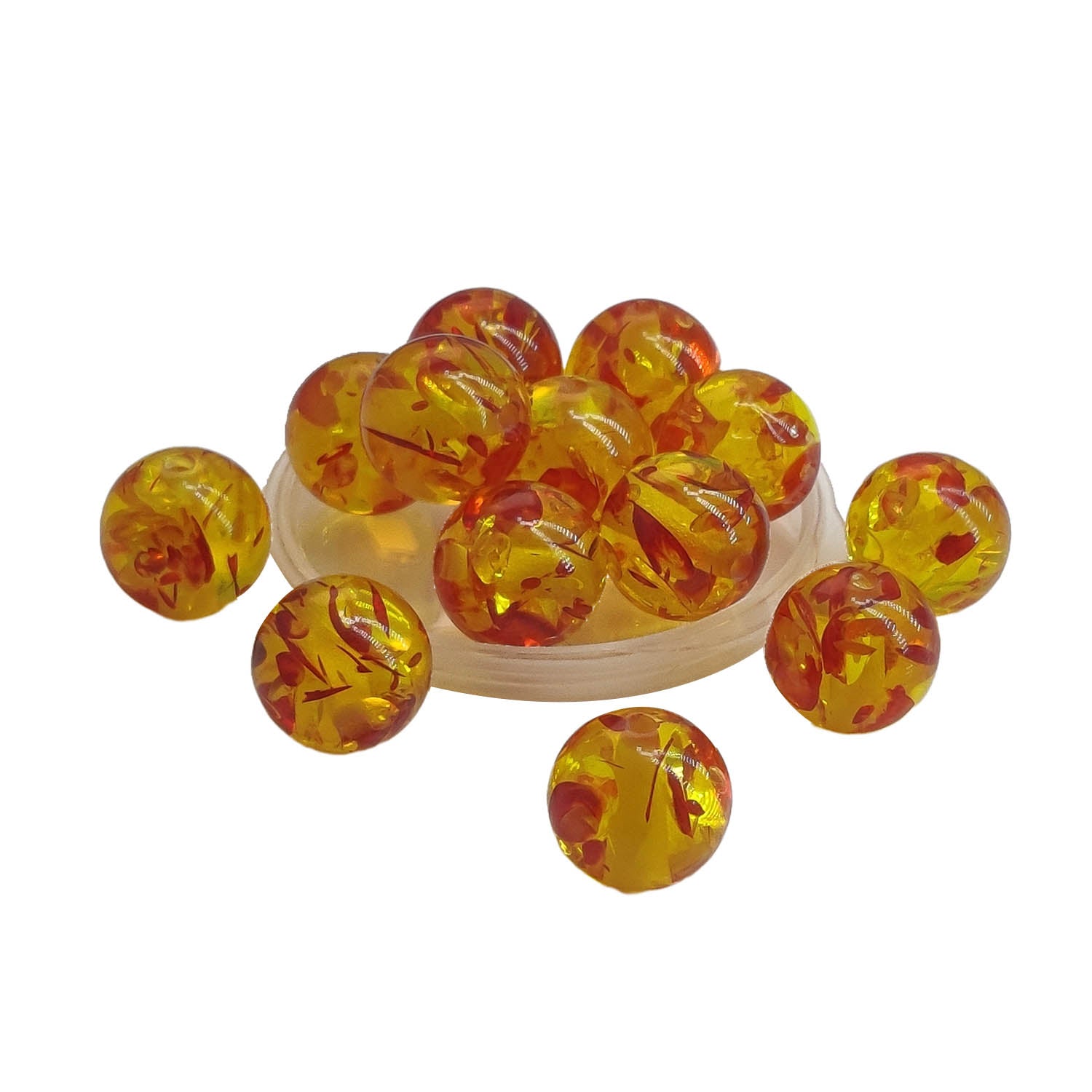 Resin Beads 12x11 MM (10 Pieces) Hole:1.5 to 3 MM Round Golden Red Amber For Jewellery Making DIY Arts Crafts [ac-bds-00140-m2]