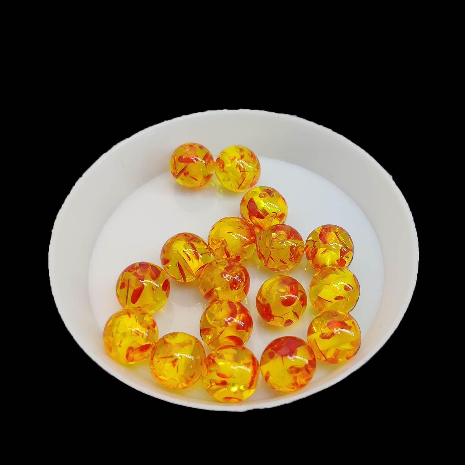 Resin Beads 8 MM (20 Pieces) Hole:2 MM Round Golden Red Amber For Jewellery Making DIY Arts Crafts [ac-bds-00140-m5]