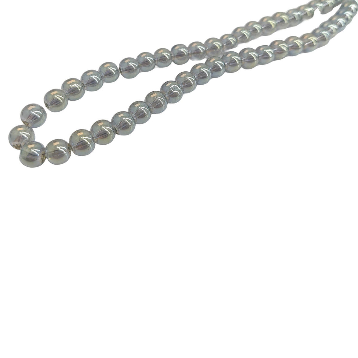 Premium Plated Glass Beads 7.5x8.5 MM (1 String, 100+ Beads) Hole:1 MM Round Light Grey For Jewellery Making DIY Arts Crafts [ac-bds-00149-m4]