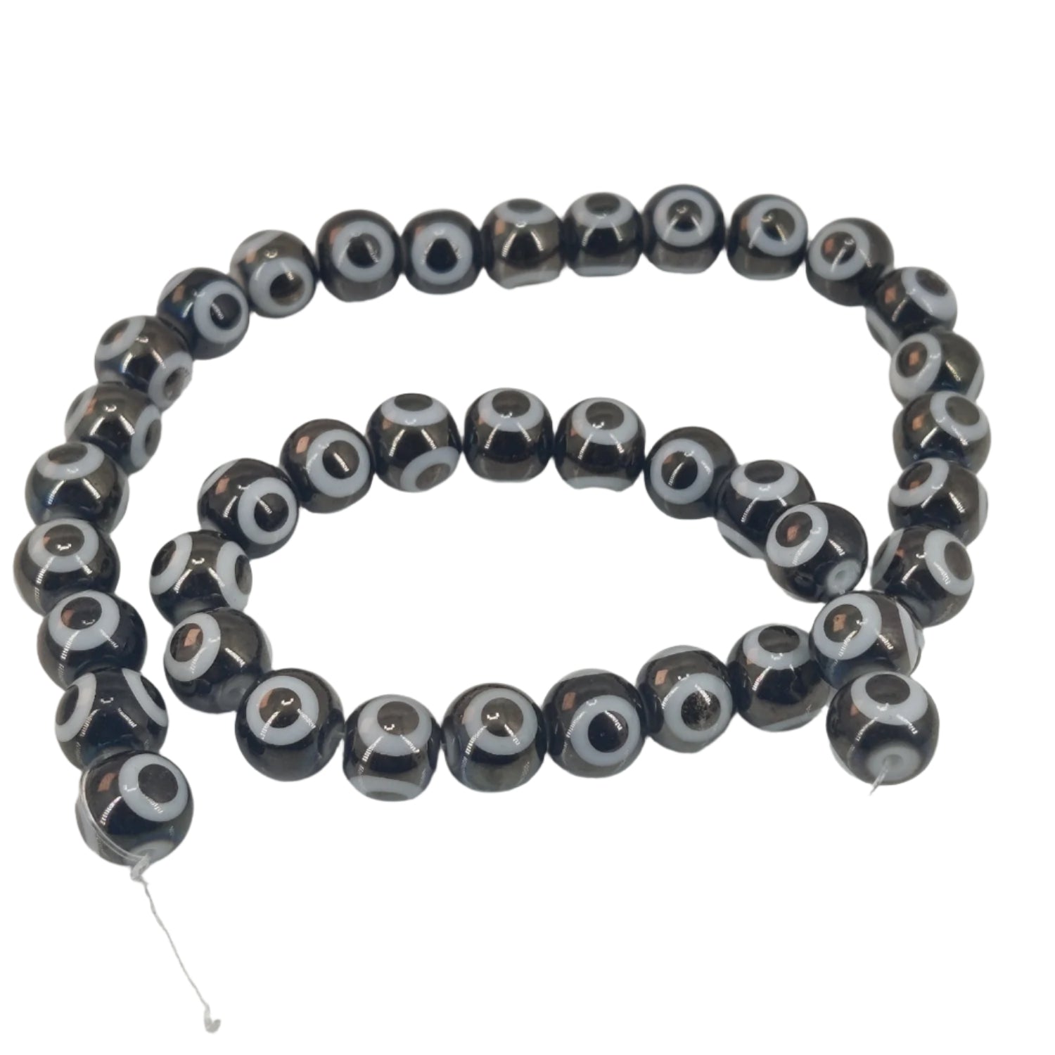 Evil Eye Premium Plated Glass Beads 8x7.5 MM Hole:1.2 MM Round For Jewellery Making DIY Arts Crafts