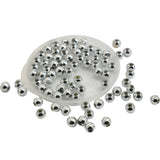 Plated ABS Plastic Beads 4 MM (700+ Beads, 25 GM Wt) Hole:1.3 MM Round Silver Color For Jewellery Making DIY Arts Crafts [ac-bds-00152-m1]