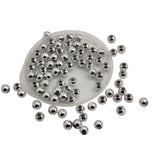 Plated ABS Plastic Beads 4 MM (700+ Beads, 25 GM Wt) Hole:1.3 MM Round Silver Color For Jewellery Making DIY Arts Crafts [ac-bds-00152-m1]