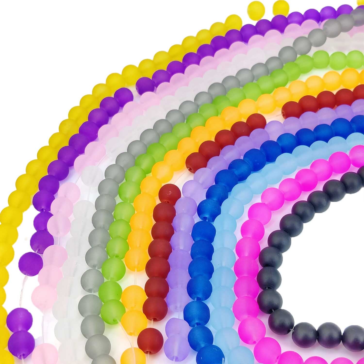 Buy Frosted Glass Beads 8 MM For Jewellery Making DIY Arts Crafts ...