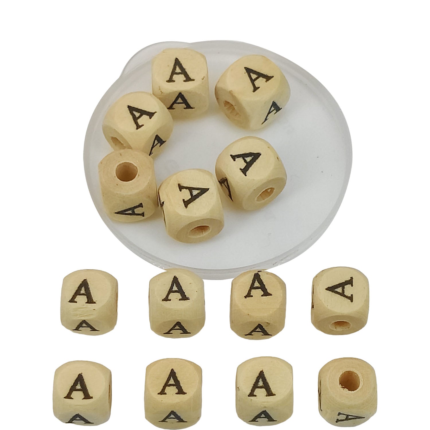 Wooden Letter Alphabet Beads 10x10 MM Hole Size 3 MM Cube Brown For Bracelet Jewellery Making Macrame DIY Crafts Keychains Decoration