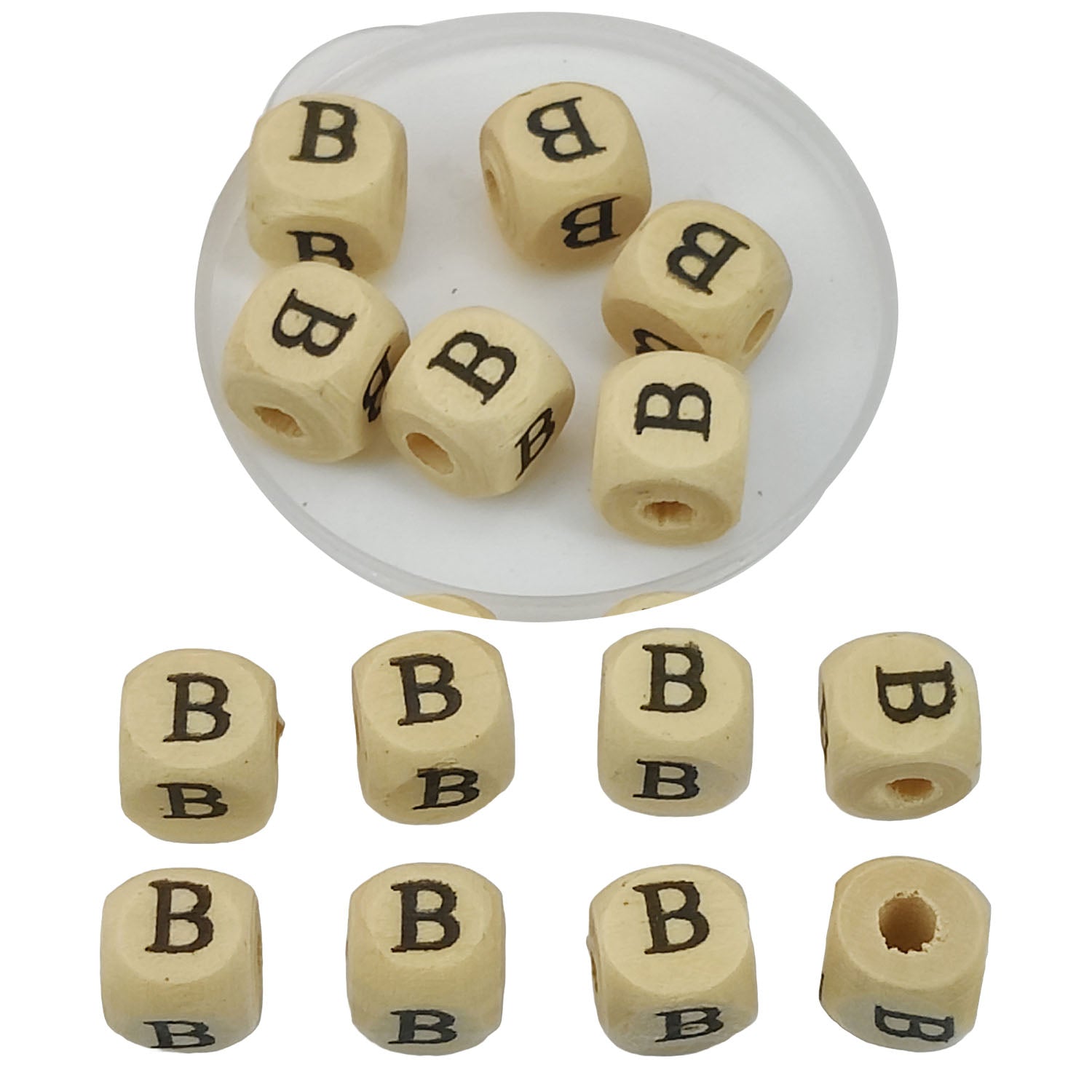 Wooden Letter Alphabet Beads 10x10 MM Hole Size 3 MM Cube Brown For Bracelet Jewellery Making Macrame DIY Crafts Keychains Decoration
