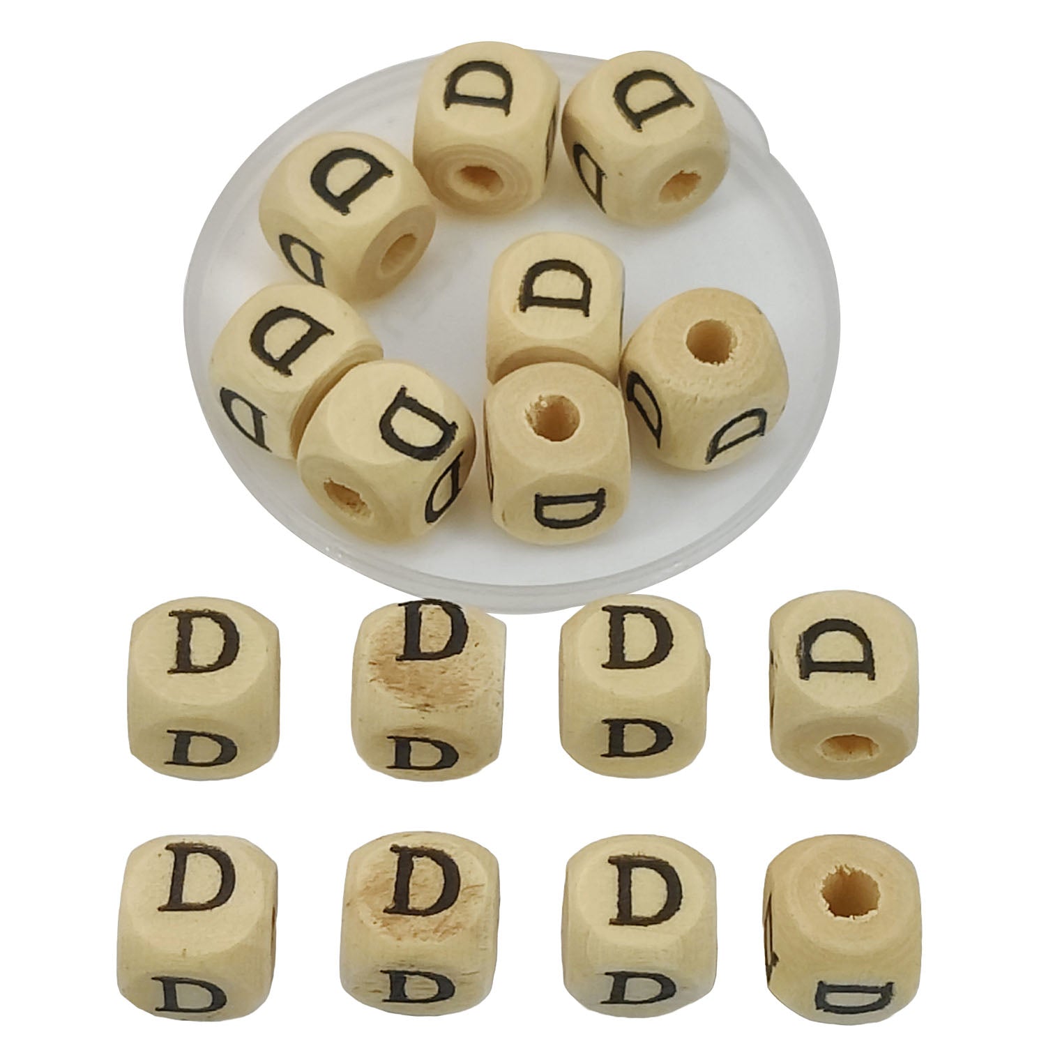 Wooden Letter Alphabet Beads 10x10 MM Hole Size 3 MM Cube Brown For Bracelet Jewellery Making Macrame DIY Crafts Keychains Decoration