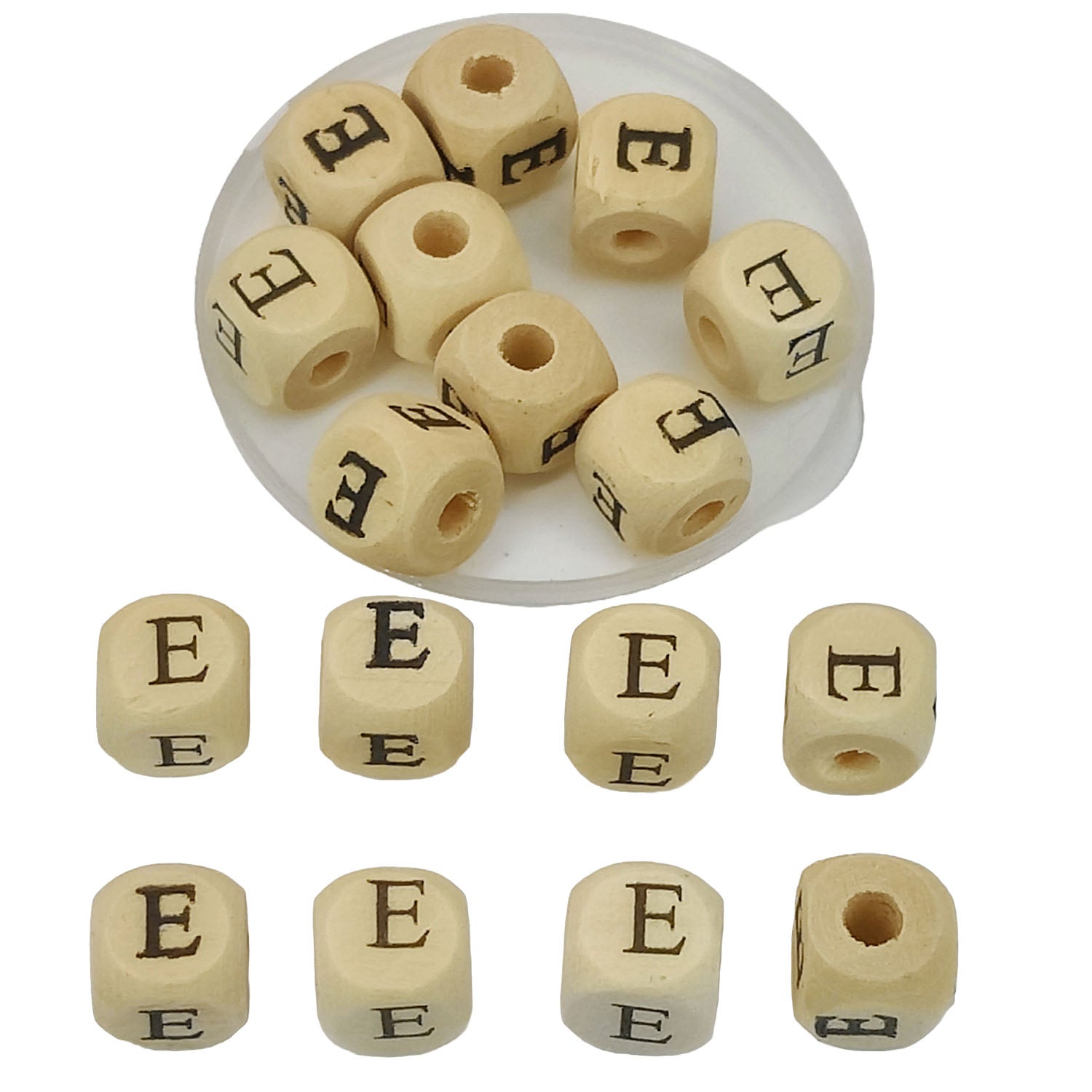 Wooden Letter Alphabet Beads 10x10 MM Hole Size 3 MM Cube Brown For Bracelet Jewellery Making Macrame DIY Crafts Keychains Decoration