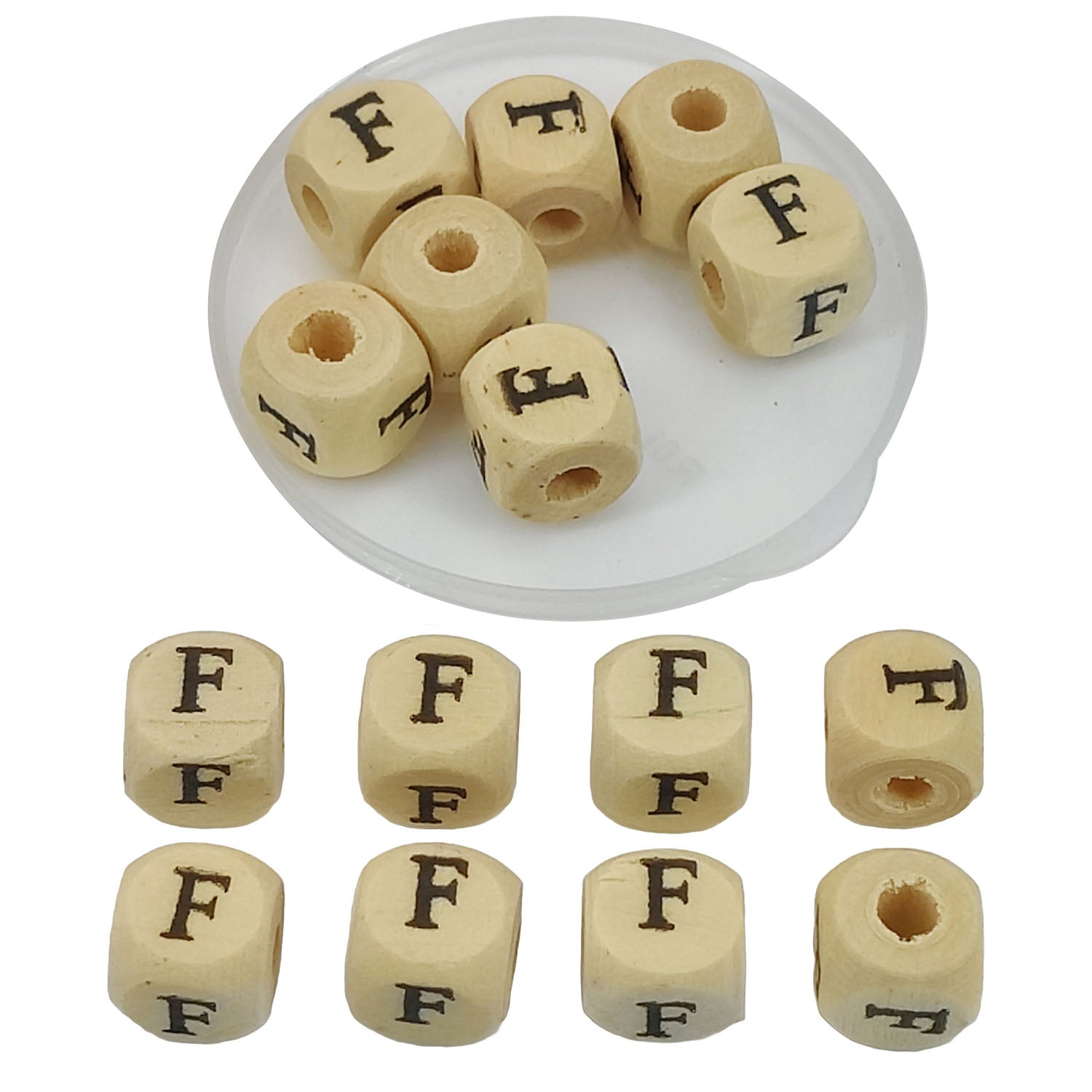 Wooden Letter Alphabet Beads 10x10 MM Hole Size 3 MM Cube Brown For Bracelet Jewellery Making Macrame DIY Crafts Keychains Decoration