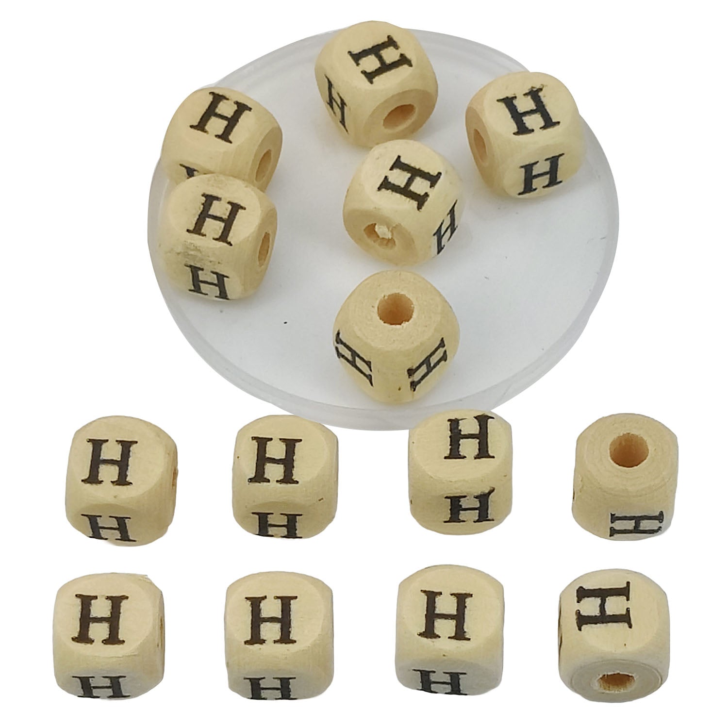 Wooden Letter Alphabet Beads 10x10 MM Hole Size 3 MM Cube Brown For Bracelet Jewellery Making Macrame DIY Crafts Keychains Decoration