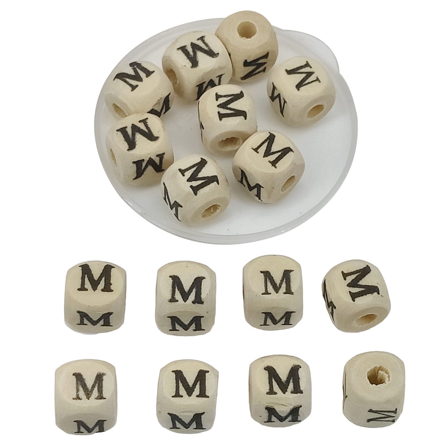 Wooden Letter Alphabet Beads 10x10 MM Hole Size 3 MM Cube Brown For Bracelet Jewellery Making Macrame DIY Crafts Keychains Decoration