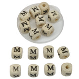 Wooden Letter Alphabet Beads 10x10 MM Hole Size 3 MM Cube Brown For Bracelet Jewellery Making Macrame DIY Crafts Keychains Decoration