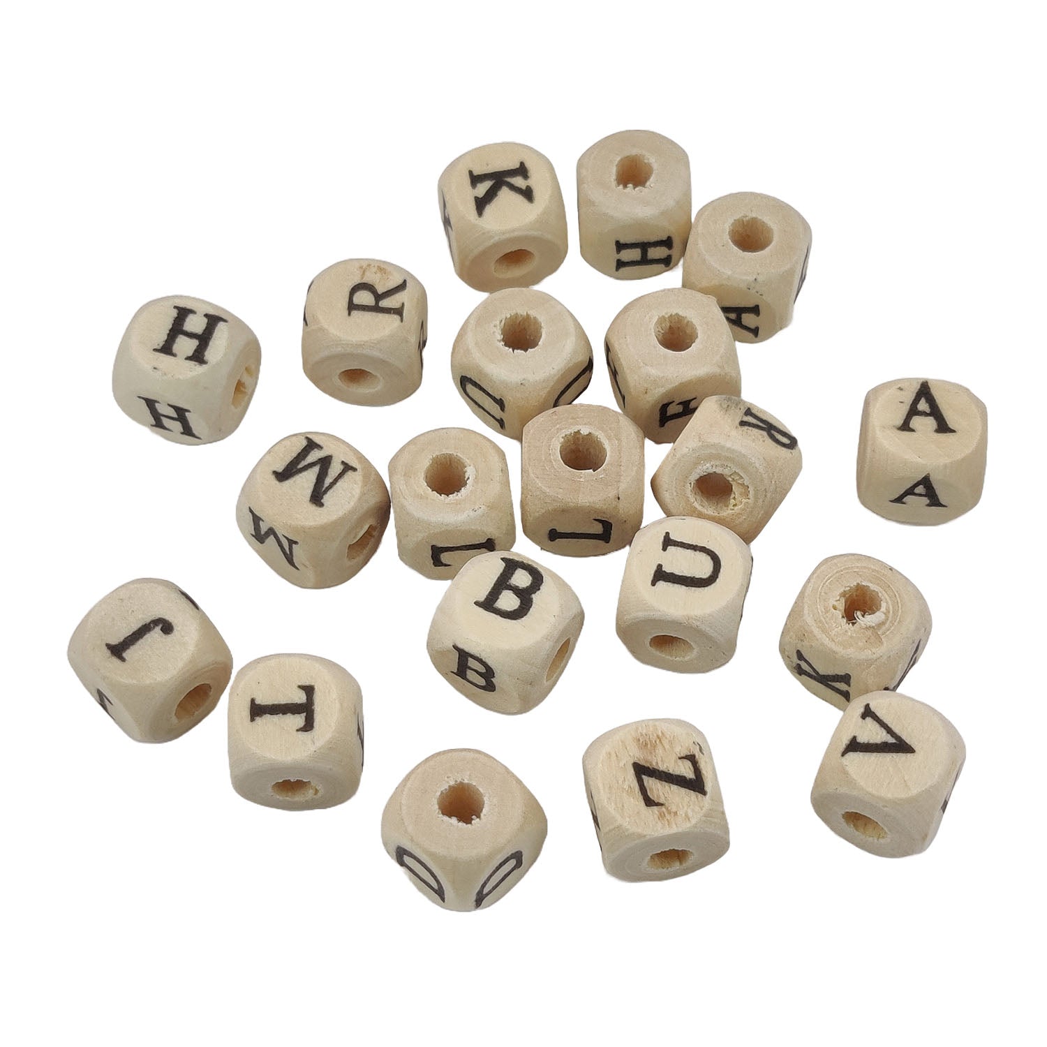 Wooden Letter Alphabet Beads 10x10 MM Hole Size 3 MM Cube Brown For Bracelet Jewellery Making Macrame DIY Crafts Keychains Decoration