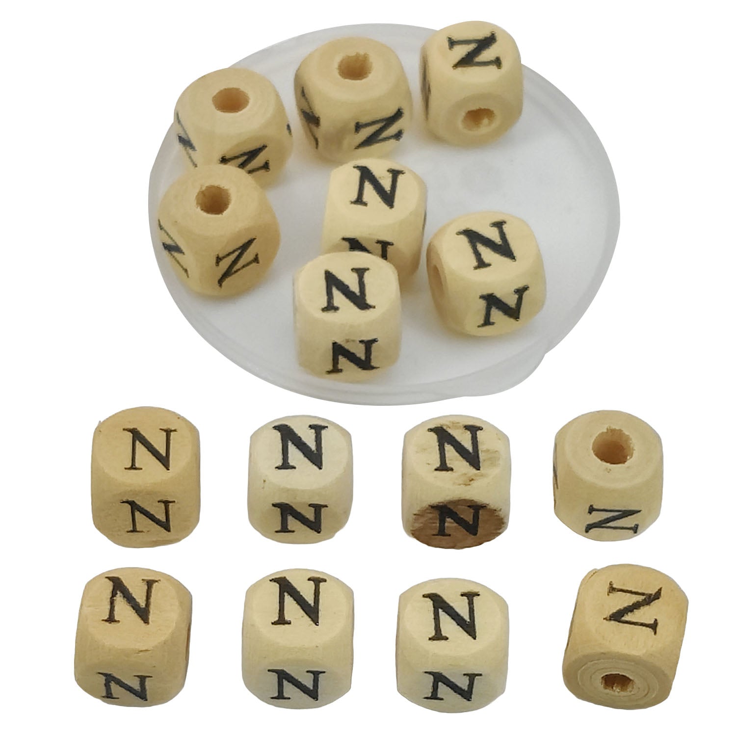 Wooden Letter Alphabet Beads 10x10 MM Hole Size 3 MM Cube Brown For Bracelet Jewellery Making Macrame DIY Crafts Keychains Decoration