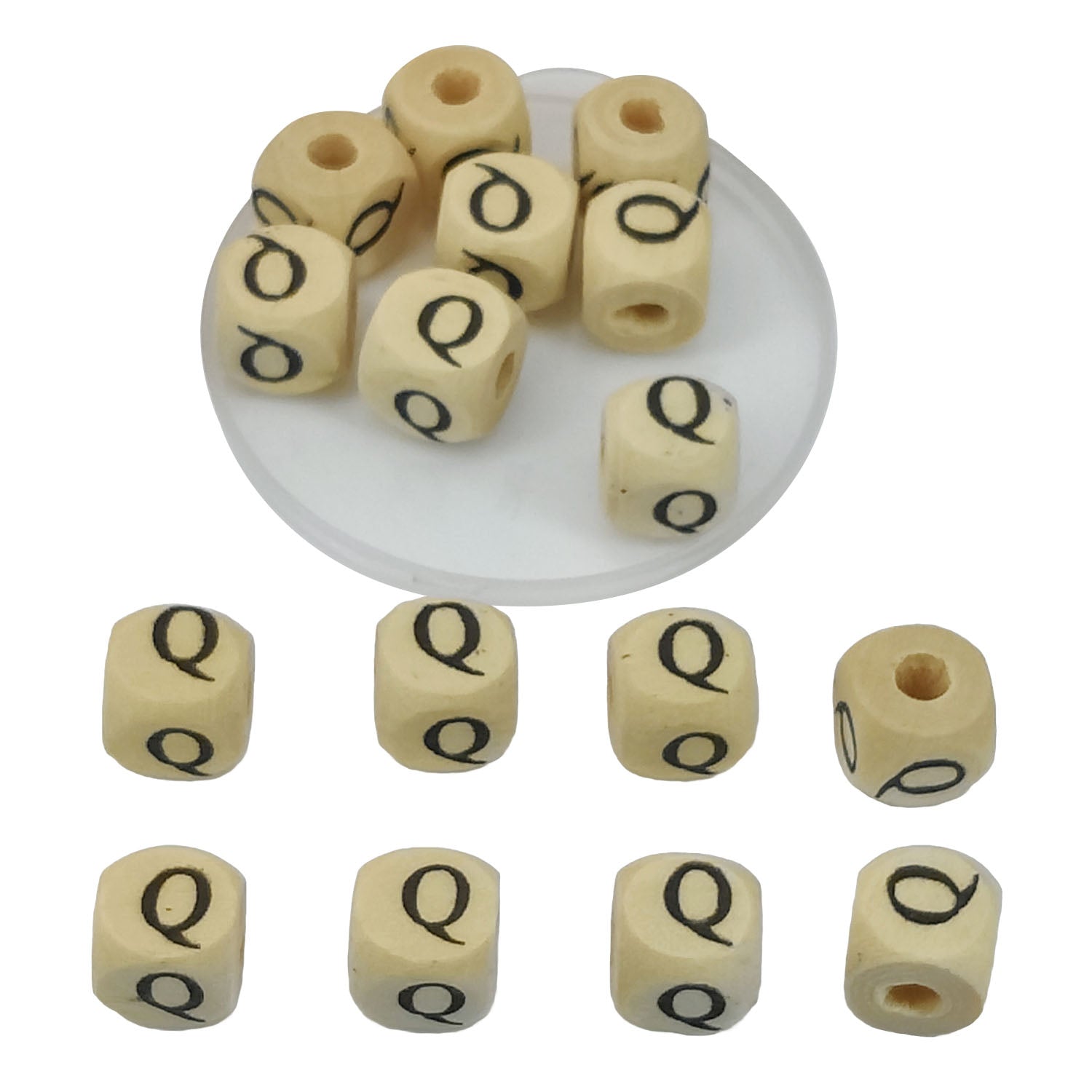 Wooden Letter Alphabet Beads 10x10 MM Hole Size 3 MM Cube Brown For Bracelet Jewellery Making Macrame DIY Crafts Keychains Decoration