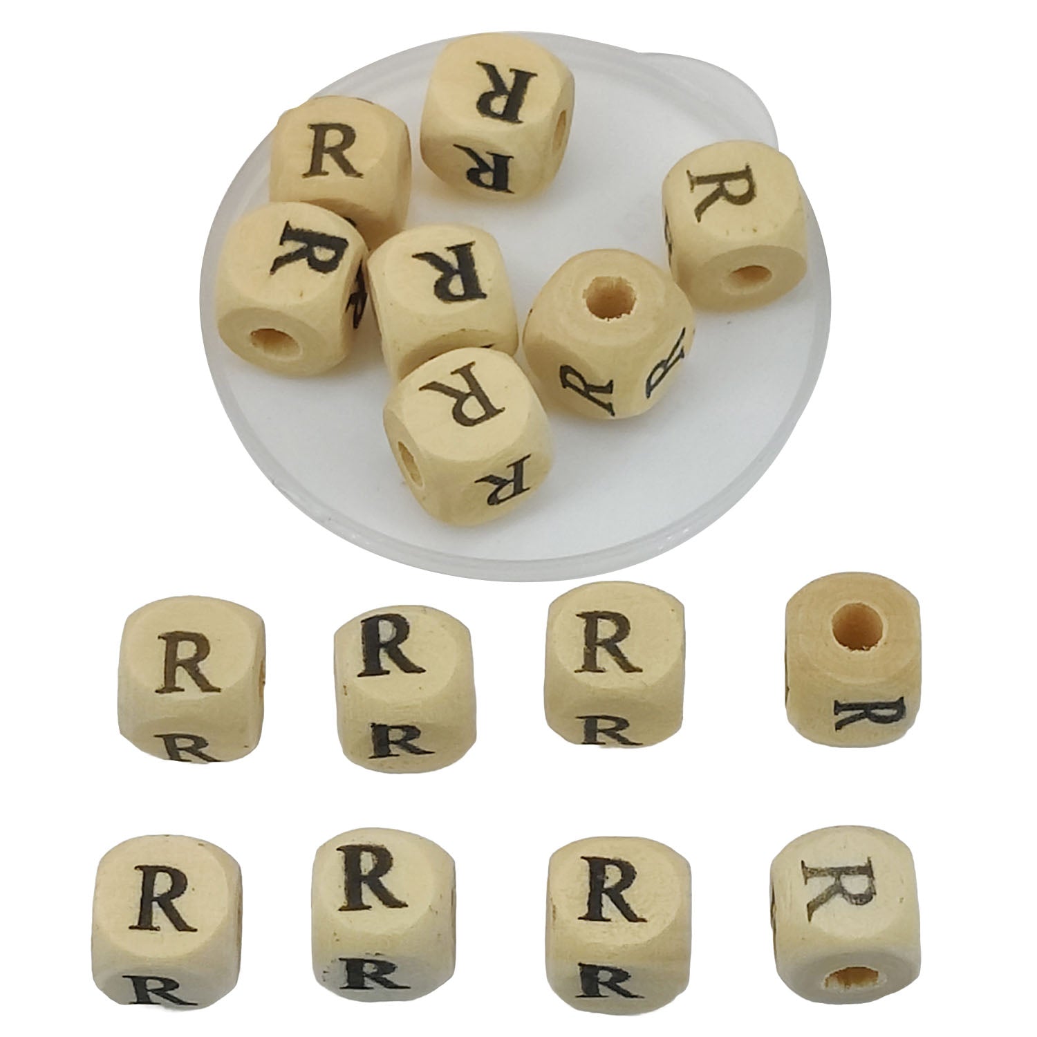 Wooden Letter Alphabet Beads 10x10 MM Hole Size 3 MM Cube Brown For Bracelet Jewellery Making Macrame DIY Crafts Keychains Decoration
