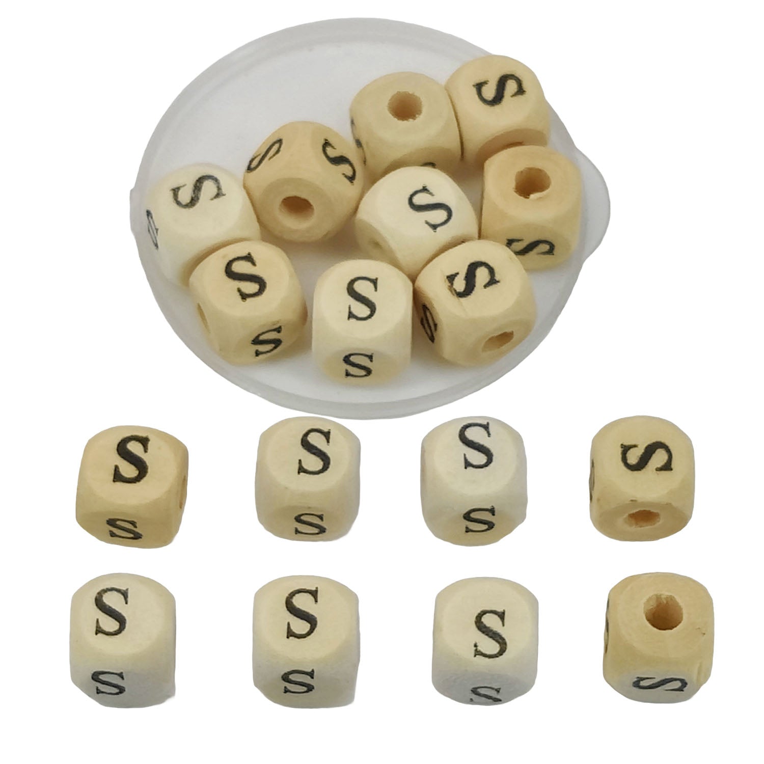 Wooden Letter Alphabet Beads 10x10 MM Hole Size 3 MM Cube Brown For Bracelet Jewellery Making Macrame DIY Crafts Keychains Decoration
