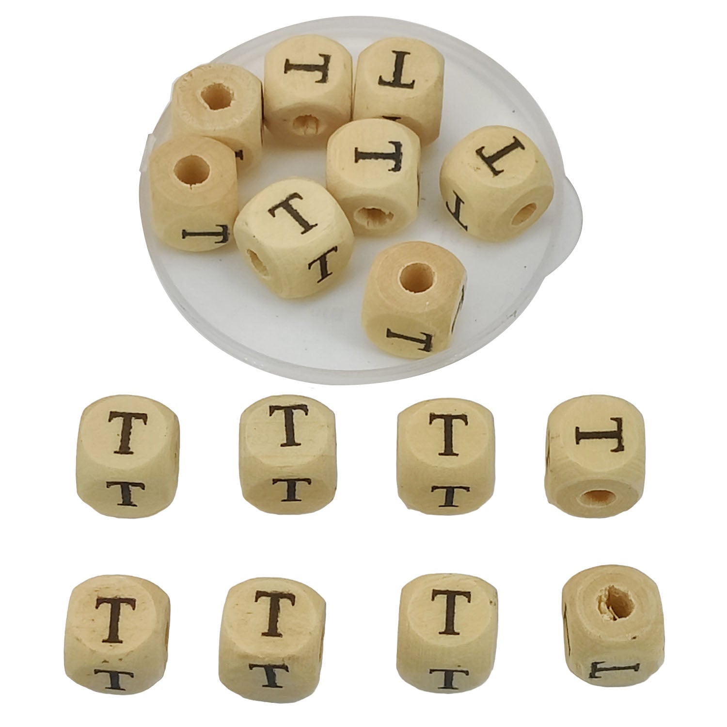 Wooden Letter Alphabet Beads 10x10 MM Hole Size 3 MM Cube Brown For Bracelet Jewellery Making Macrame DIY Crafts Keychains Decoration