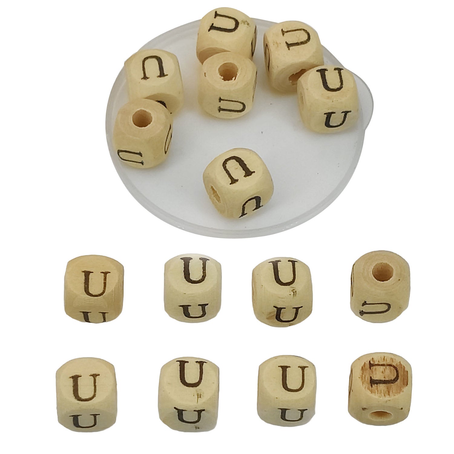 Wooden Letter Alphabet Beads 10x10 MM Hole Size 3 MM Cube Brown For Bracelet Jewellery Making Macrame DIY Crafts Keychains Decoration