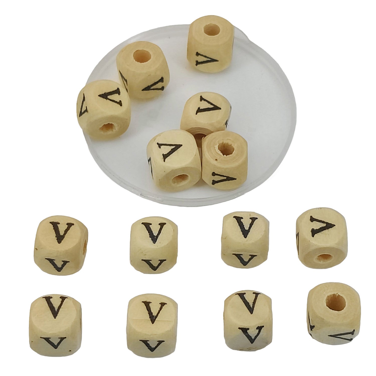 Wooden Letter Alphabet Beads 10x10 MM Hole Size 3 MM Cube Brown For Bracelet Jewellery Making Macrame DIY Crafts Keychains Decoration