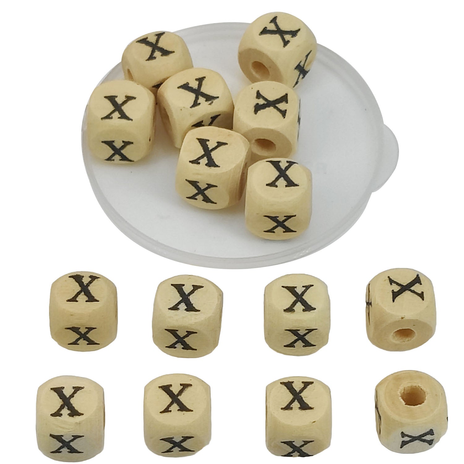 Wooden Letter Alphabet Beads 10x10 MM Hole Size 3 MM Cube Brown For Bracelet Jewellery Making Macrame DIY Crafts Keychains Decoration