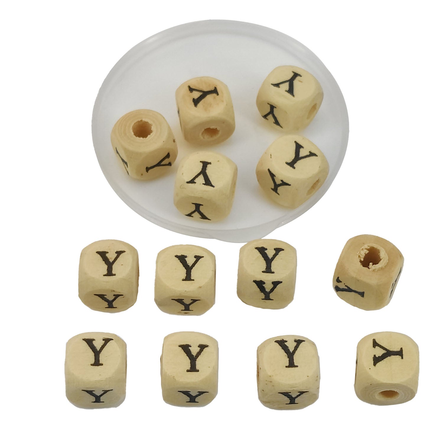 Wooden Letter Alphabet Beads 10x10 MM Hole Size 3 MM Cube Brown For Bracelet Jewellery Making Macrame DIY Crafts Keychains Decoration