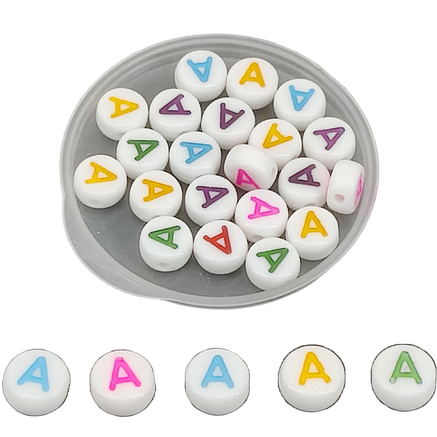 Acrylic Letter Alphabet Beads 7x3.5 MM Hole Size 1 MM Flat Round Mixed Colors For Bracelet Jewellery Making DIY Crafts Keychains Decoration