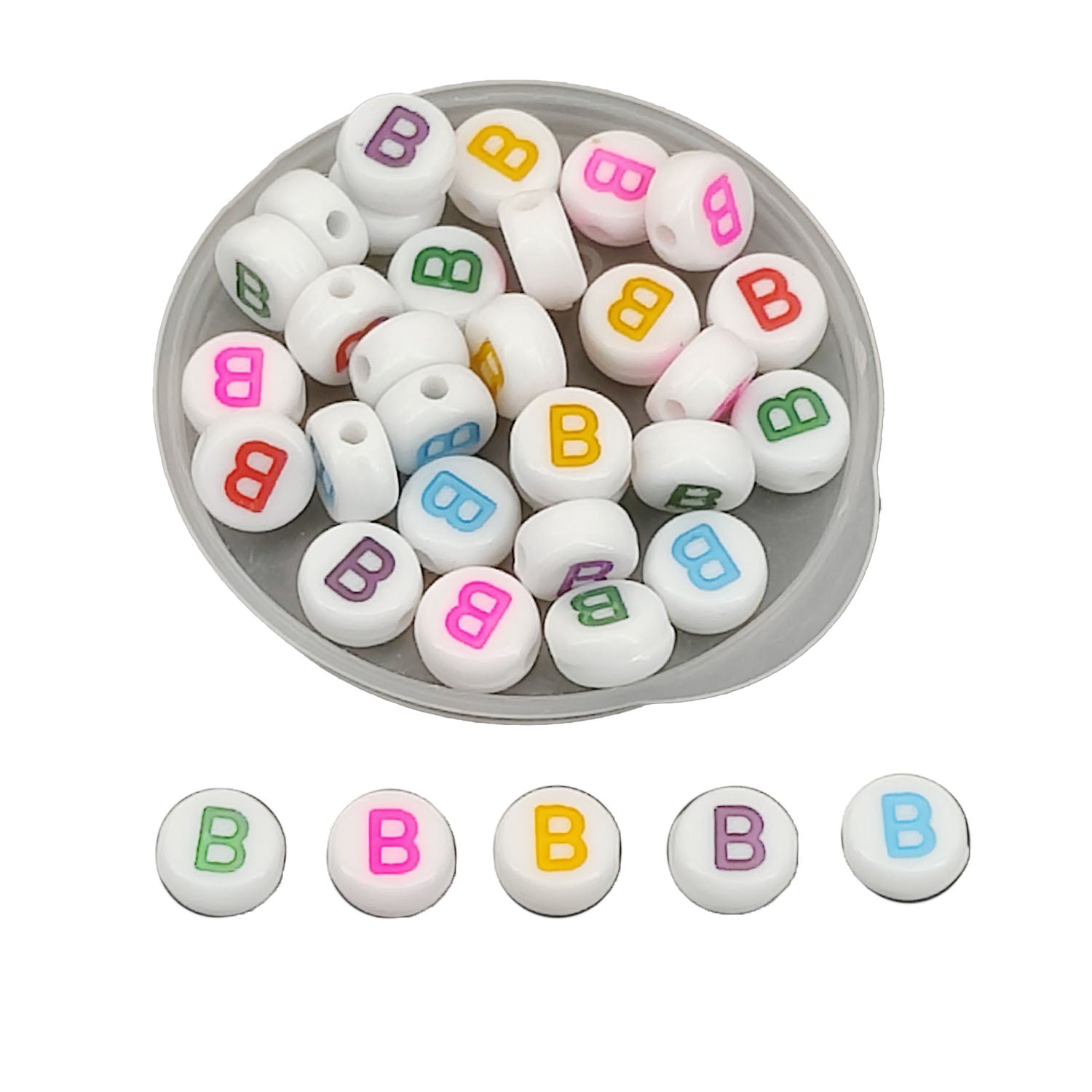 Acrylic Letter Alphabet Beads 7x3.5 MM Hole Size 1 MM Flat Round Mixed Colors For Bracelet Jewellery Making DIY Crafts Keychains Decoration