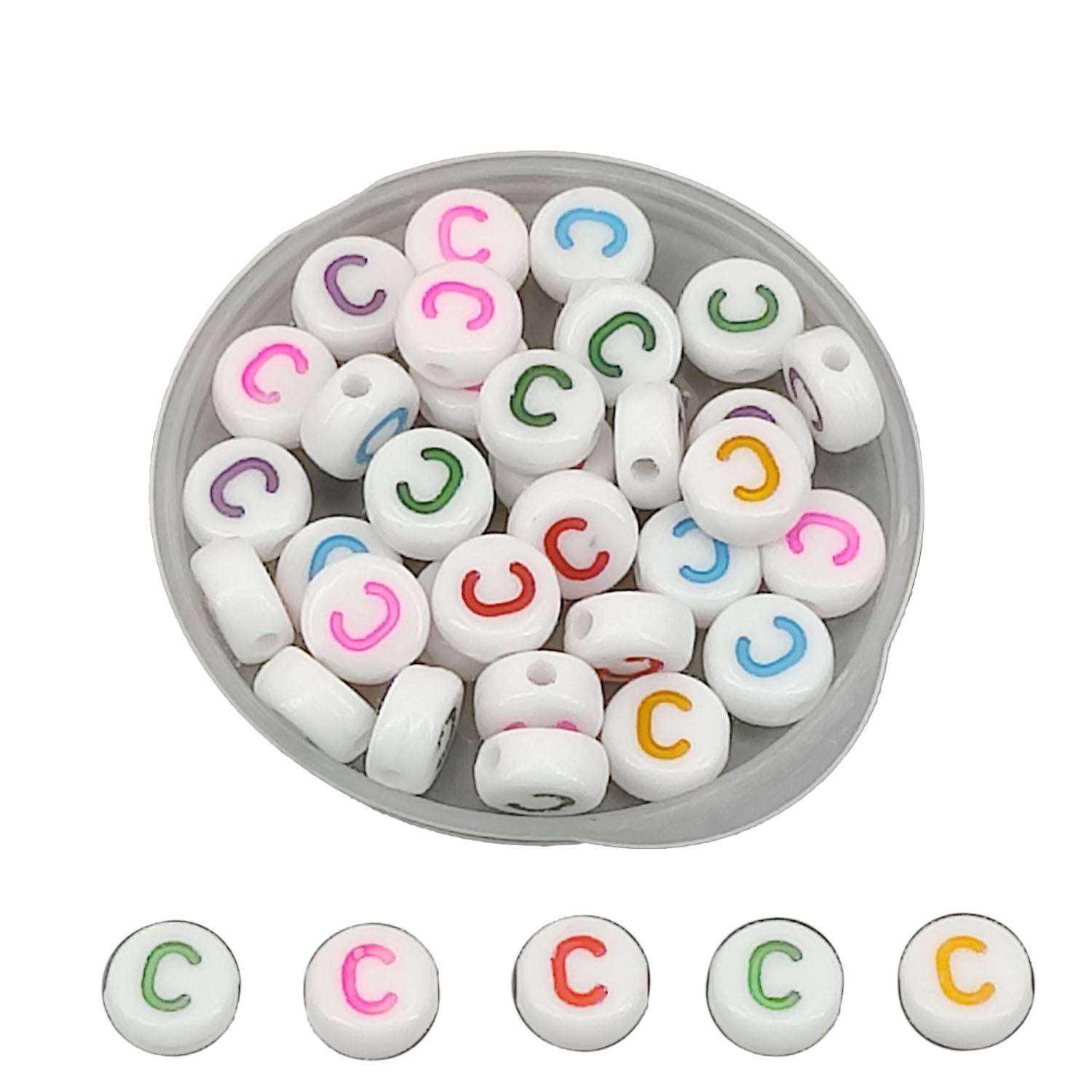 Acrylic Letter Alphabet Beads 7x3.5 MM Hole Size 1 MM Flat Round Mixed Colors For Bracelet Jewellery Making DIY Crafts Keychains Decoration