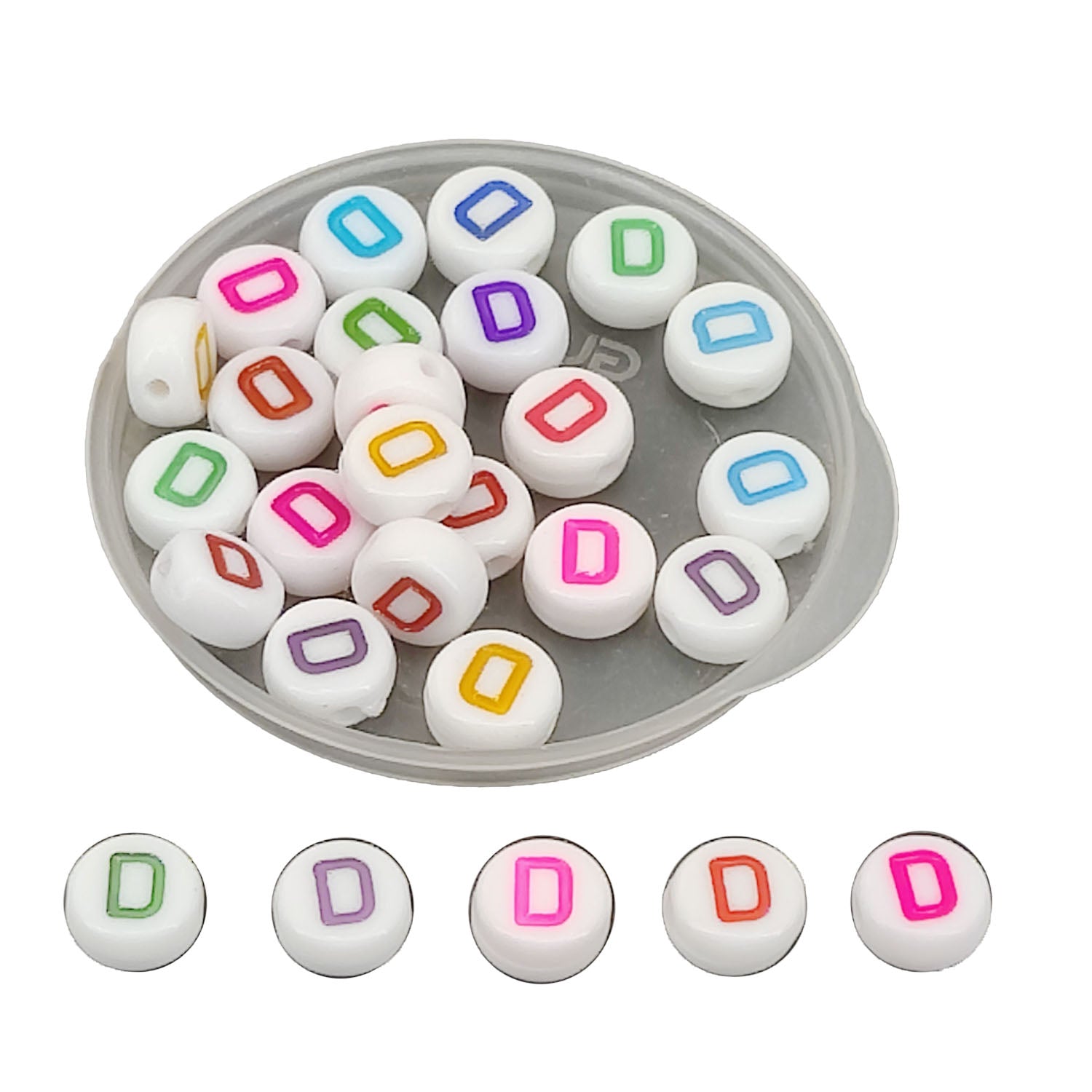 Acrylic Letter Alphabet Beads 7x3.5 MM Hole Size 1 MM Flat Round Mixed Colors For Bracelet Jewellery Making DIY Crafts Keychains Decoration
