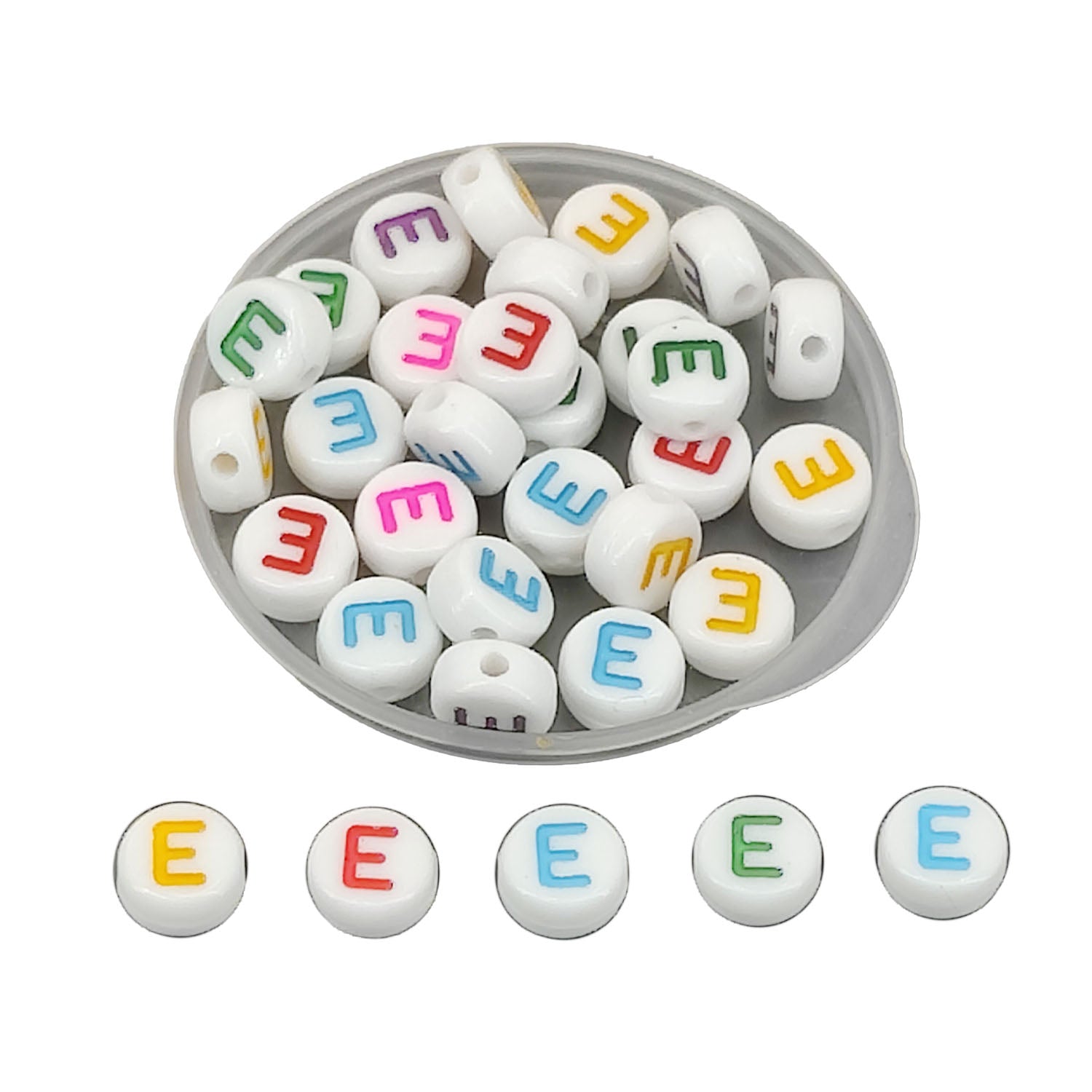 Acrylic Letter Alphabet Beads 7x3.5 MM Hole Size 1 MM Flat Round Mixed Colors For Bracelet Jewellery Making DIY Crafts Keychains Decoration