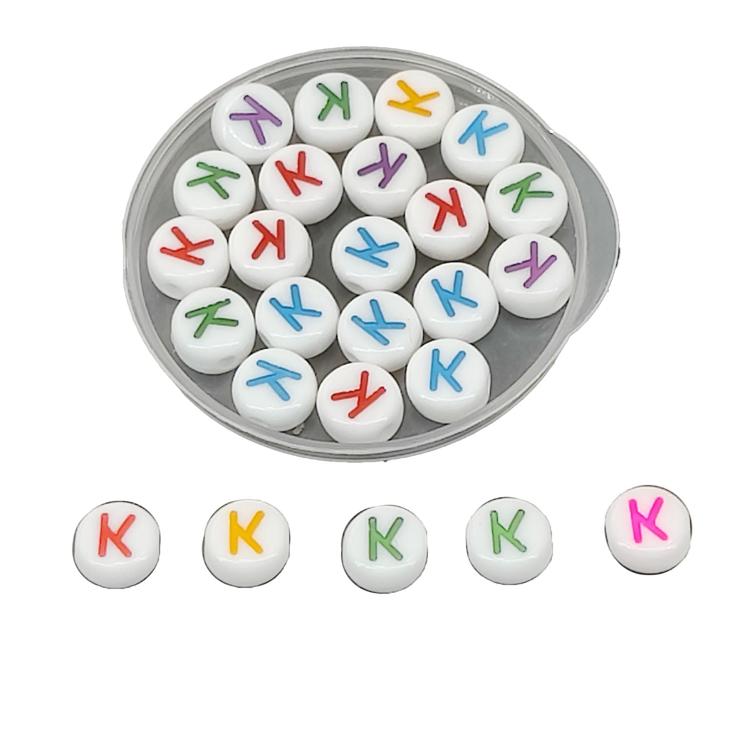 Acrylic Letter Alphabet Beads 7x3.5 MM Hole Size 1 MM Flat Round Mixed Colors For Bracelet Jewellery Making DIY Crafts Keychains Decoration