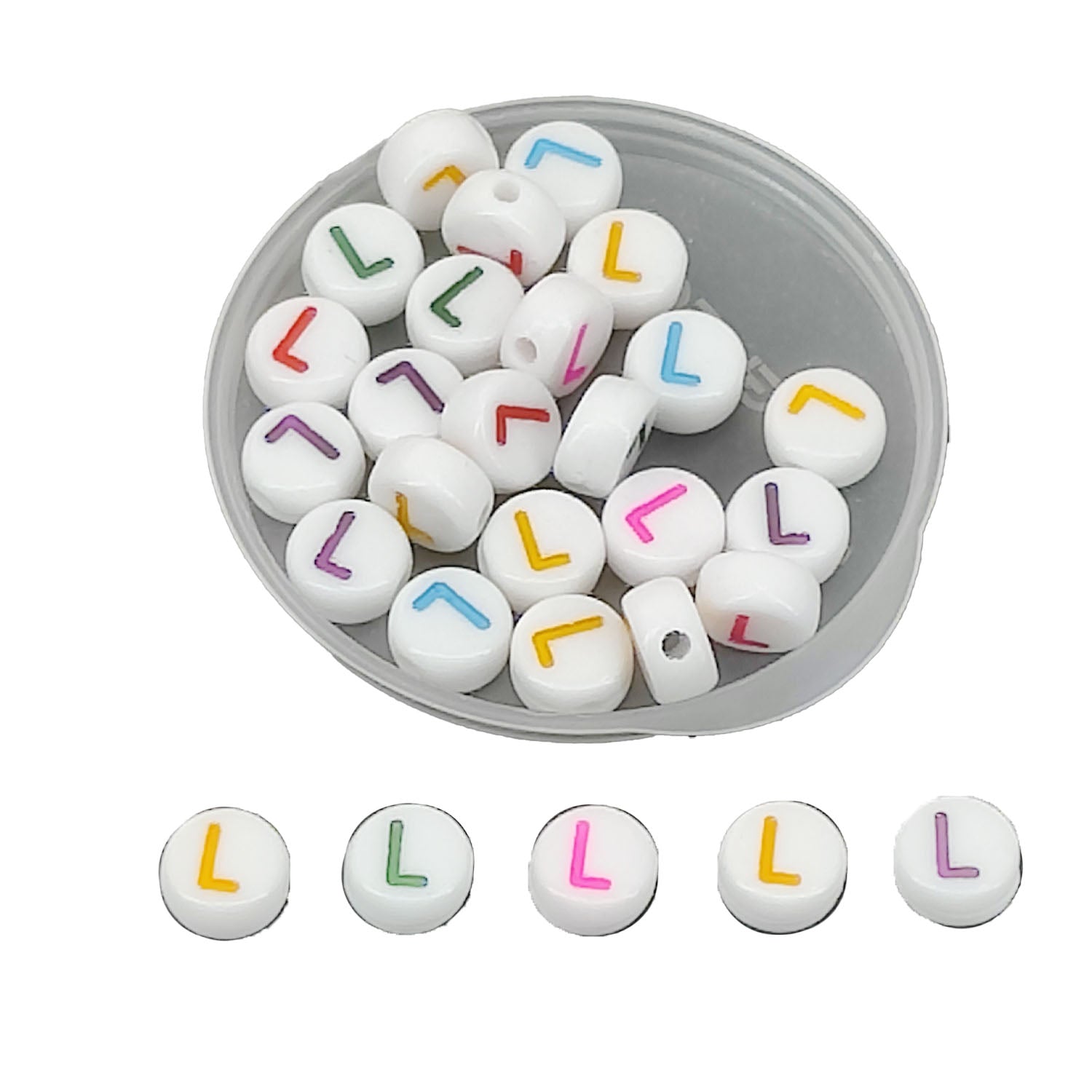 Acrylic Letter Alphabet Beads 7x3.5 MM Hole Size 1 MM Flat Round Mixed Colors For Bracelet Jewellery Making DIY Crafts Keychains Decoration