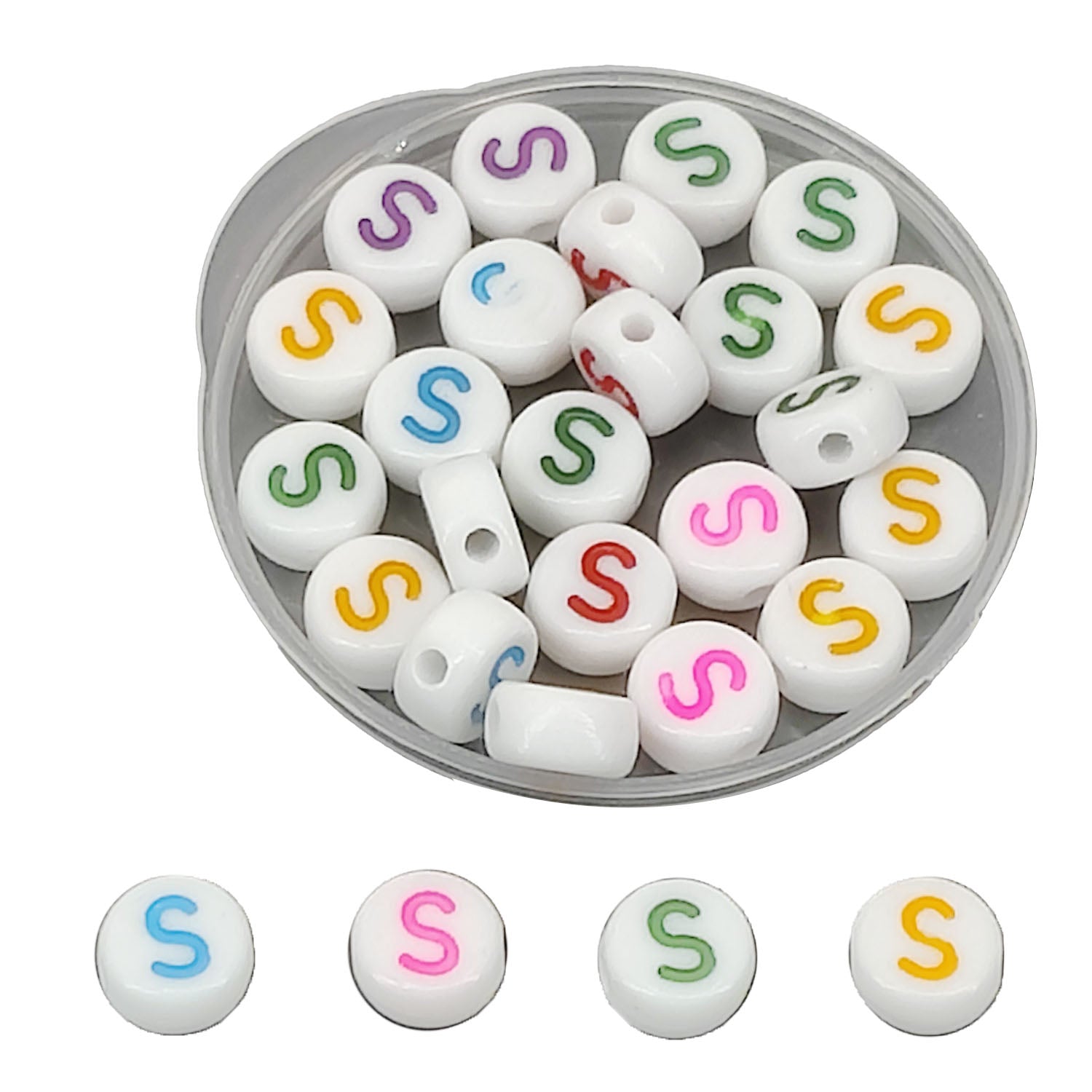 Acrylic Letter Alphabet Beads 7x3.5 MM Hole Size 1 MM Flat Round Mixed Colors For Bracelet Jewellery Making DIY Crafts Keychains Decoration