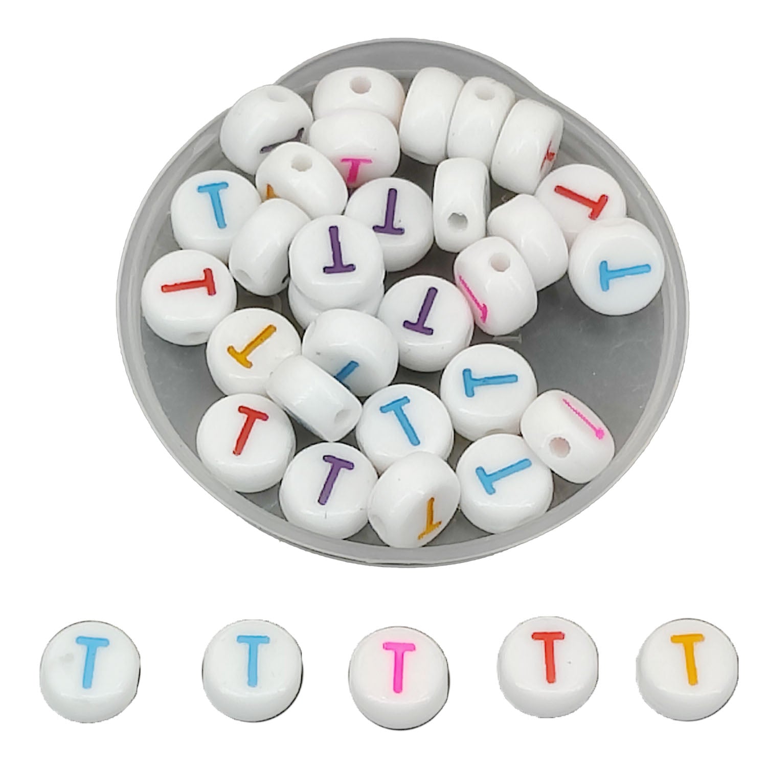 Acrylic Letter Alphabet Beads 7x3.5 MM Hole Size 1 MM Flat Round Mixed Colors For Bracelet Jewellery Making DIY Crafts Keychains Decoration