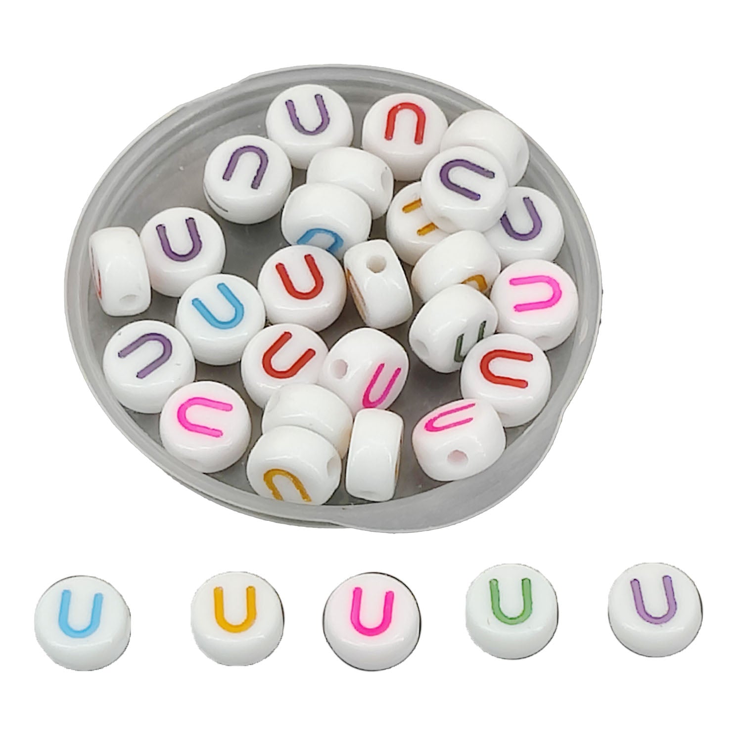 Acrylic Letter Alphabet Beads 7x3.5 MM Hole Size 1 MM Flat Round Mixed Colors For Bracelet Jewellery Making DIY Crafts Keychains Decoration