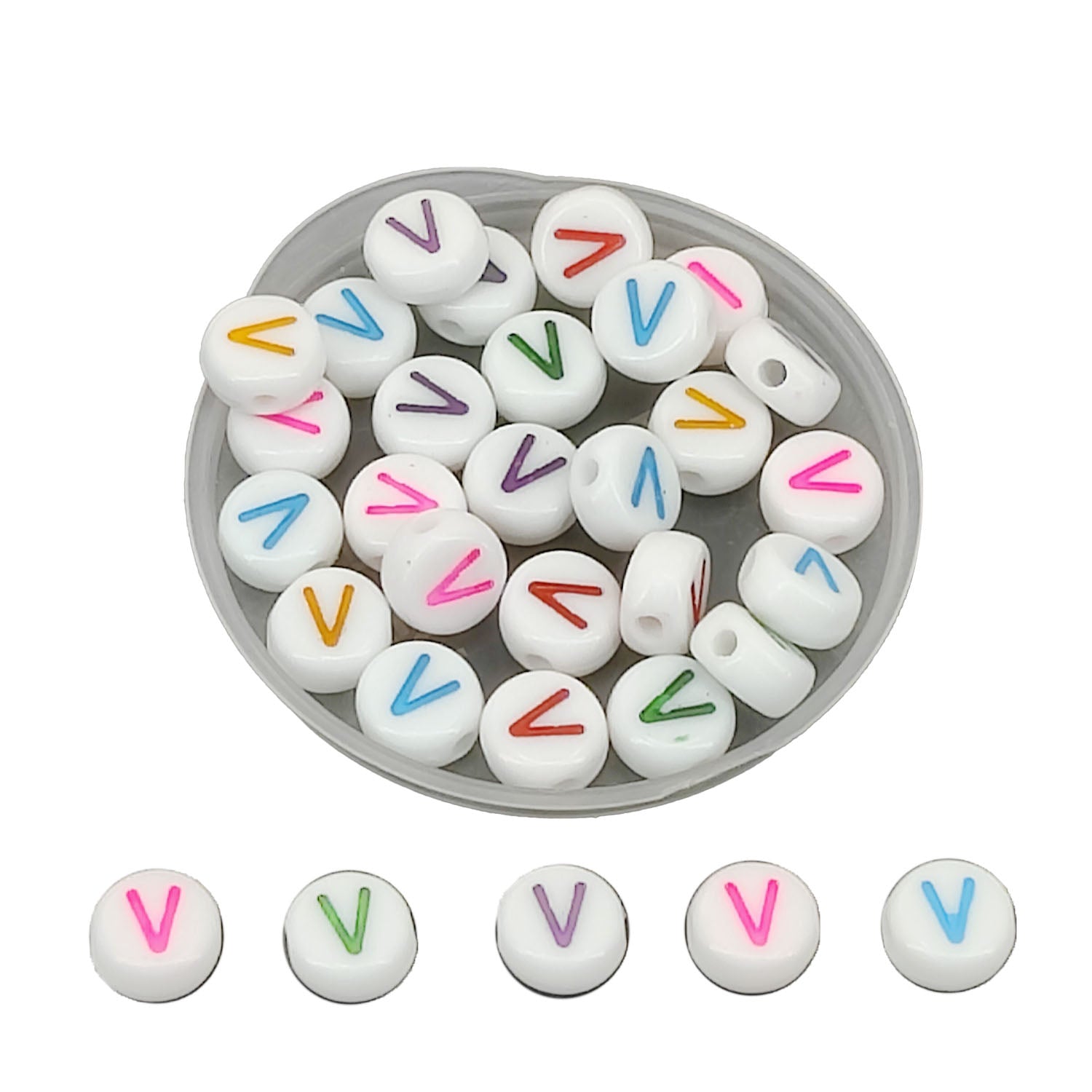 Acrylic Letter Alphabet Beads 7x3.5 MM Hole Size 1 MM Flat Round Mixed Colors For Bracelet Jewellery Making DIY Crafts Keychains Decoration