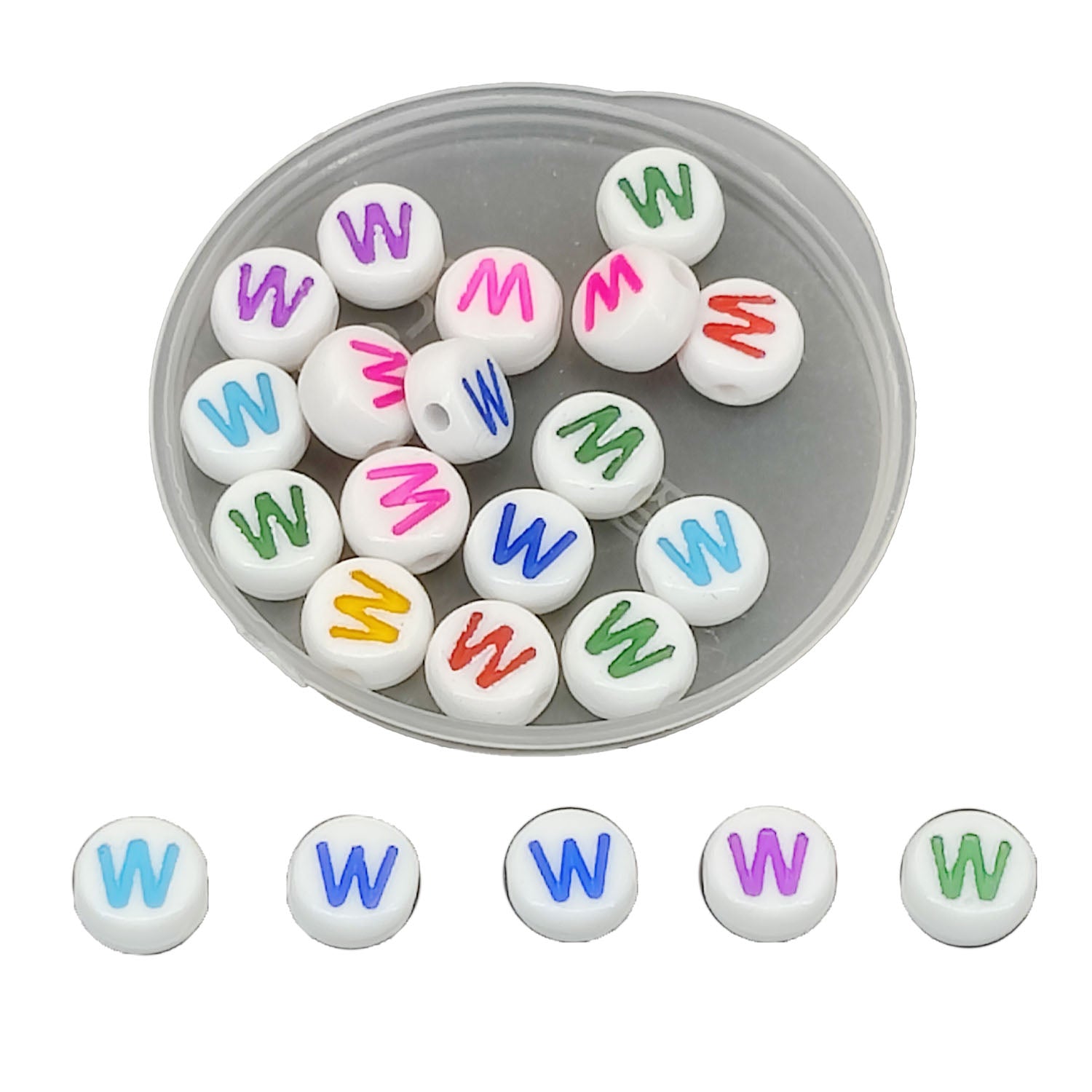 Acrylic Letter Alphabet Beads 7x3.5 MM Hole Size 1 MM Flat Round Mixed Colors For Bracelet Jewellery Making DIY Crafts Keychains Decoration
