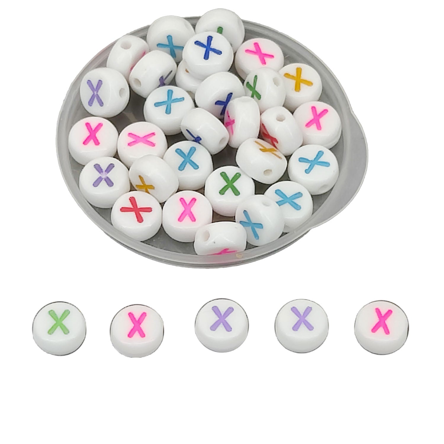 Acrylic Letter Alphabet Beads 7x3.5 MM Hole Size 1 MM Flat Round Mixed Colors For Bracelet Jewellery Making DIY Crafts Keychains Decoration