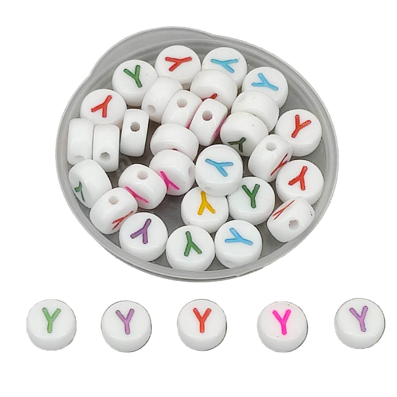 Acrylic Letter Alphabet Beads 7x3.5 MM Hole Size 1 MM Flat Round Mixed Colors For Bracelet Jewellery Making DIY Crafts Keychains Decoration