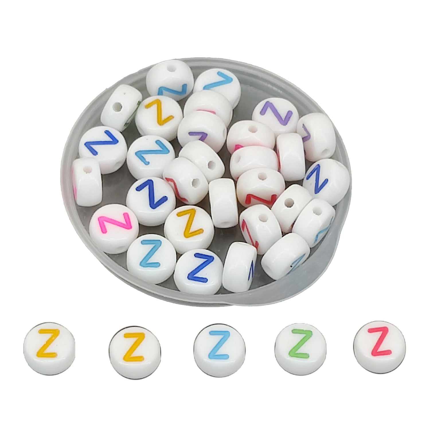 Acrylic Letter Alphabet Beads 7x3.5 MM Hole Size 1 MM Flat Round Mixed Colors For Bracelet Jewellery Making DIY Crafts Keychains Decoration