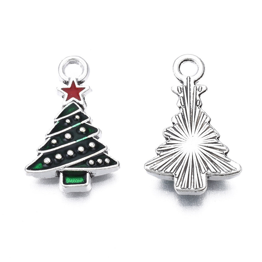 Mini Christmas Tree Enamel Charms (10 Pieces) 20x13x3 MM Green Metal Alloy Pendants For Jewellery Making Decoration Crafts [ac-charm-00002-m1]